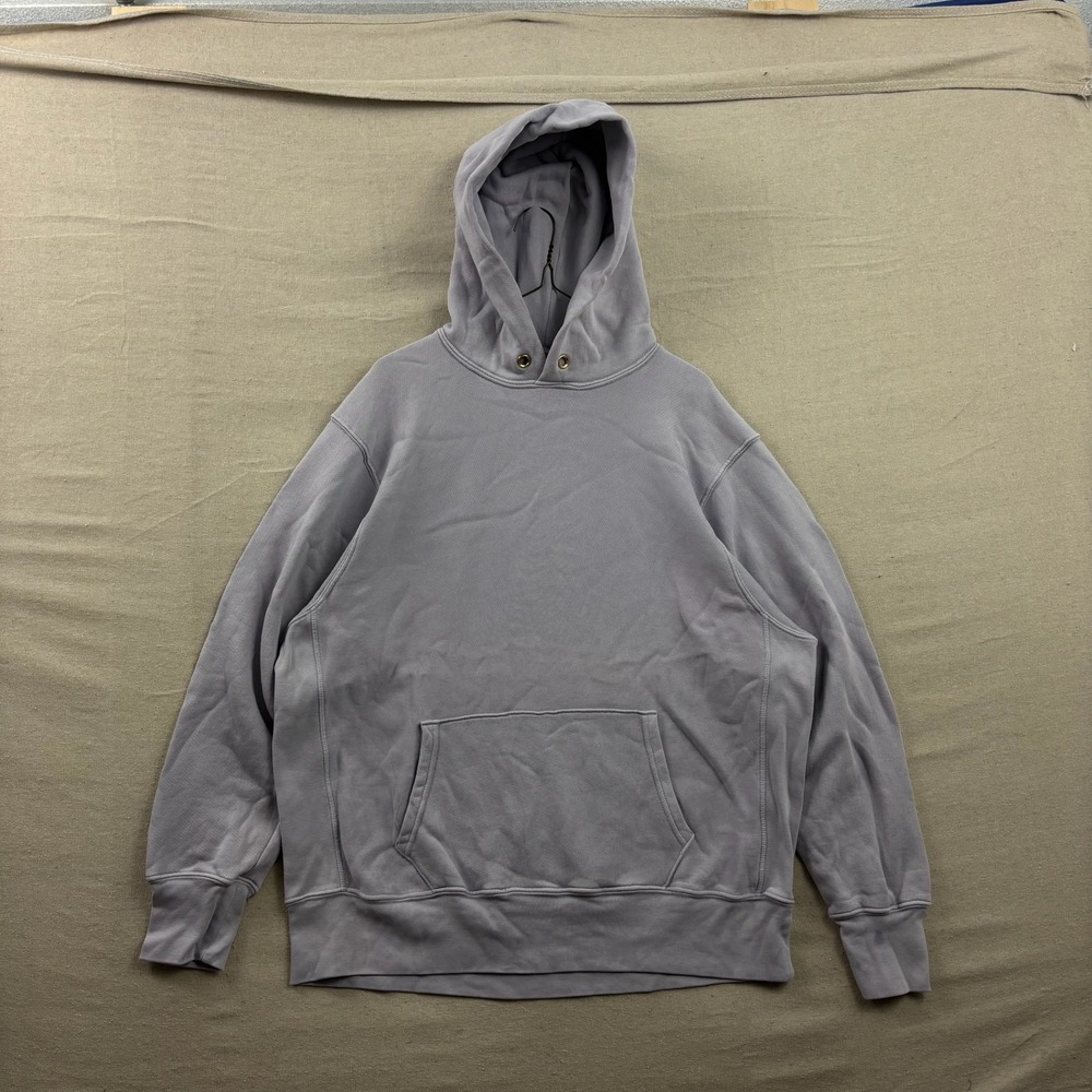 Les Tien Hoodie Mens‎ Medium Lavender Garment Dye Heavyweight Fleece Pullover